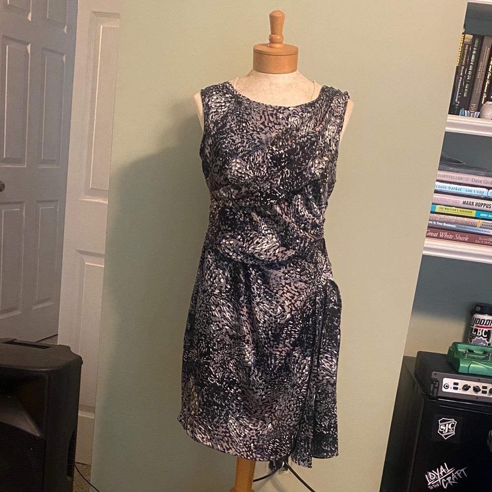 MM Couture Blue, black and Gray snakeskin print Mini Dress with draping